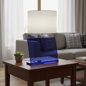 Base per Lampada in Vetro Blu 220X170X10 mm con Base in Vetro Blu Resistente per Apparecchi di Illuminazione - Product Image 3
