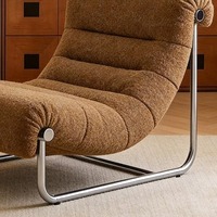 Fauteuil inclinable décontracté haut de gamme en acier inoxydable style Bauhaus, rétro et minimaliste, idéal pour les salons et les bureaux à domicile