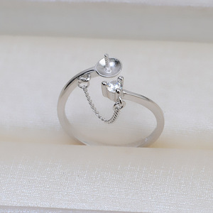 Bague ouverte en argent S925 pour femme, accessoires de bricolage, plateau vide pour perles de 6 à 8 mm, motif ovale, semi-fini, bijoux pour doigts 2037 - Product Image 3