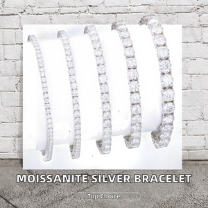 Bijoux de mode en argent 925 plaqué or avec moissanite VVS, bracelet chaîne et maillons certifié par un tiers, idéal pour cadeau et soirée, pour hommes et femmes - Product Image 2