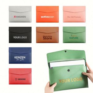 Custom School Office Use Personalized A4 Size Water-Resistant PU Leather <b>File</b> <b>Folder</b> With Soft Office Document Organizer Bag - Product Image 1