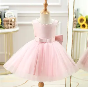 MQATZ OEM couleur personnalisée robe de demoiselle d'honneur pour enfants en bas âge robes perlées pour bébé anniversaire pour 1-10 ans DZ006