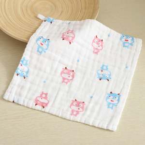 Super Absorbent Breathable Baby Towels and Blankets Washable Cotton <b>Muslin</b> <b>Squares</b> Burp Cloth with Hangng Rope - Product Image 3