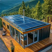 Maison conteneur pliable extensible Maisons préfabriquées avec panneau solaire Maison conteneur mobile à double aile