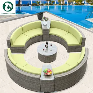 Best Selling rattan round day bed pe sun wicker furniture outdoor lying tent daybed