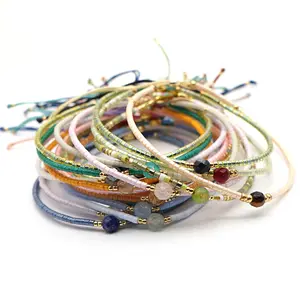 Handmade colorful rice beads elastic bracelet for womens Miyuki mix colors glass beads pendant bracelet for friendship