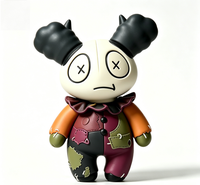 Figurine d'art en vinyle OEM Halloween, style clown patchwork bicolore, avec oreilles cornes nuage noir, figurine de collection Voodoo, vente en gros usine Chine