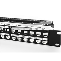 1U 48 port Panel Patch Keystone STP RJ45 pengatur kabel pintar dengan Bar dukungan kabel belakang tidak perlu ikat kabel