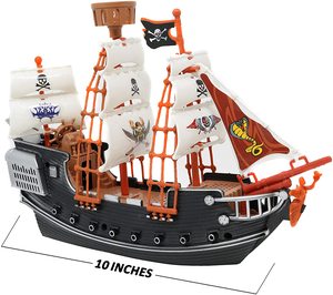 10 inç korsan tekne oyun seti-çocuklar için 2 aksiyon figürleri ve ağaç-eğlenceli oyuncak ile ayrıntılı korsan gemisi, korsan partisi iyilik ve ödül - Product Image 2