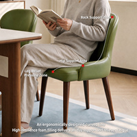 Chaise de salle à manger ergonomique en bois massif, style mi-siècle, siège en cuir microfibre, mobilier de maison, dossier rembourré pour salle à manger