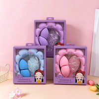 Kit de beauté spa 3-en-1 en gros : Bandeau en microfibre Cloud Flower, Éponge de maquillage, Peigne coussin d'air pour soins de la peau, douche et cheveux