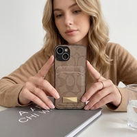 Étui de téléphone en cuir artificiel de luxe antichoc avec porte-cartes pour 11/12/13/14/15/16/17 Pro Max 12/13 Mini Xs Max 14 Plus