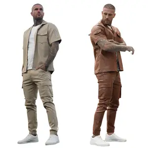 Streetwear Fashion Casual Slim Skinny Leather 2 Piece Set Men