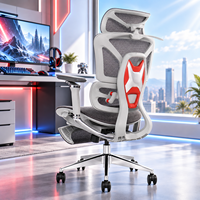 Chaise de bureau ergonomique en maille avec appui-tête réglable, base en aluminium et repose-pieds extensible pour poste de travail (Silla)
