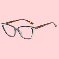 Gafas de Moda para Mujer, Diseño Retro de Ojo de Gato, Combinación de Colores, Anti Luz Azul, Montura Completa, Diseños de Monturas Ópticas para Miopía