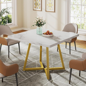 Rustico Chic bianco <span class=keywords><strong>Vintage</strong></span> MDF tavolo da pranzo con Base in metallo per la <span class=keywords><strong>cucina</strong></span> di casa 2 persone - Product Image 1
