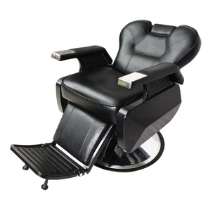 Sillón de Barbería Hidráulico Reclinable de Cuero Sintético Negro con Reposapiés y Reposacabezas Ajustables para Uso en Hospitales y Dormitorios - Product Image 6