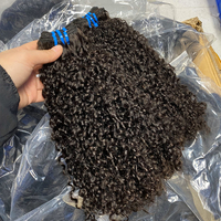 Extensions de cheveux humains brésiliens Afro Kinky Curly Grade 12A, double trame machine, boucles noires naturelles, Remy vierge, sans perte, pour tissage