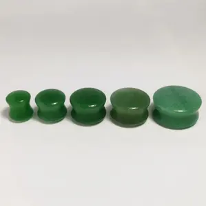 Medidores de oreja de piedra Aventurina verde Natural, tapones cóncavos de Gema orgánica para el cuerpo, piercing para el cuerpo, extensor de joyería, 3mm-50mm