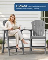 Ensemble de 2 chaises Adirondack hautes GSD pour l'extérieur avec plateaux de connexion doubles, chaises de bar pliables en plastique HDPE, tabourets de bar pour balcon