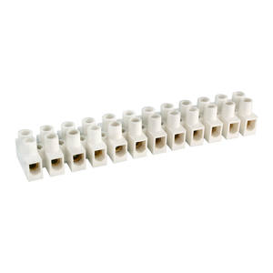 Regletta 12 contatti 16A/32A, sezionatore 4mm, bianca, ideale per l'approvvigionamento elettrico e la distribuzione di corrente. - Product Image 1