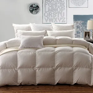 공장 도매 Duvets Comforters 100% 면 기계 빨 럭셔리 홈 화이트 인쇄 새틴 거위 다운 이불