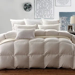 Nhà Máy Bán Buôn Chăn Bông Chăn 100% Cotton Máy Giặt Sang Trọng Nhà Trắng In Satin Ngỗng Xuống Quilt