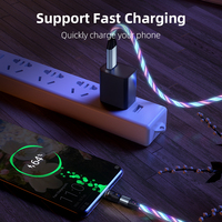 Câble de données magnétique USB Type C à lumière fluo rotative à 360/540 degrés pour chargeur de téléphone portable