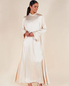 2025 Sharut Dubai Factory高級控えめな夏イードイスラムアバヤ流れるエレガンス軽量サテンと流体ドレープアバヤ - Product Image 1