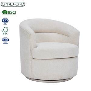 كرسي كارلفورد بذراع دوار 360 درجة، كرسي استرخاء قماشي لغرفة المعيشة وغرفة النوم، ديكور ناعم لطاولة القهوة - Product Image 2