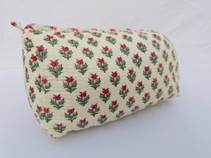 Eco-Friendly Large Vintage Cotton Quilted Wash <b>Bag</b> Handmade Block Print Embroidered Zipper Cosmetic for Pouch Travel Use - Product Image 3