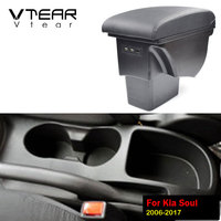 Vtear pour Kia Soul 2006-2020, accoudoir en cuir PU ABS avec chargeur USB, organiseur de rangement pour console centrale, accessoires intérieurs de voiture