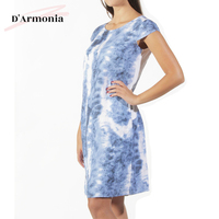 Robe d'été décontractée italienne pour femme, col rond, longueur genou, nouveau look, logo tissé au dos, 100 % lin, écologique, teinte unie