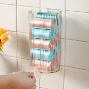 Bathroom Paper Holder <b>Round</b> No Drilling Wall Mounted Tissue Dispenser Kitchen Shelf Translucent Green Gray Transparent - Product Image 2