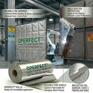 Toile en fibre <span class=keywords><strong>de</strong></span> verre avec feuille d'aluminium ignifuge OPERFECT, conforme ASTM E84, protection thermique, écologique, pour conduits HVAC extérieurs et tuyaux <span class=keywords><strong>de</strong></span> chaudière - Product Image 3