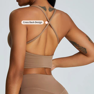 Soutien-gorge de sport personnalisé pour <span class=keywords><strong>femme</strong></span>, doux, confortable, compressif, léger, respirant, extensible, à séchage rapide, push-up, pour la gym et le fitness - Product Image 4