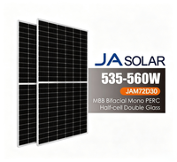 Vente directe usine JA SOLAR JAM72D30MB Panneau solaire bifacial double vitrage mono demi-cellule 535W 540W 545W 550W 560W