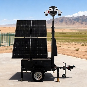 Remorque <span class=keywords><strong>solaire</strong></span> mobile avec panneaux solaires pliables et mât manuel de 6 m pour chantier de construction - Product Image 1