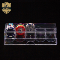 Boîte de rangement pour 100 jetons LANGE LA-T01, présentoir professionnel en acrylique transparent pour casino, plateau à jetons de poker avec couvercle