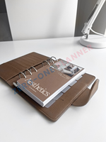 Porte-documents personnalisé en cuir grainé A4 A5 A6 A7, organiseur à 6 anneaux pour budget, classeur à feuilles mobiles avec intercalaires