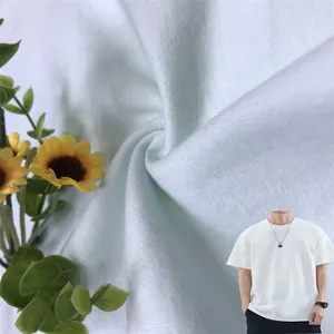 Vestuário de malha 100% algodão escovado 185gsm, camisa de mão macia, estilo liso e respirável
