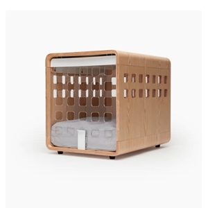 Gabbia per Cani Premium in Legno con Porta in Metallo Bianco, Design Naturale con Ottima Circolazione dell'Aria - Product Image 2