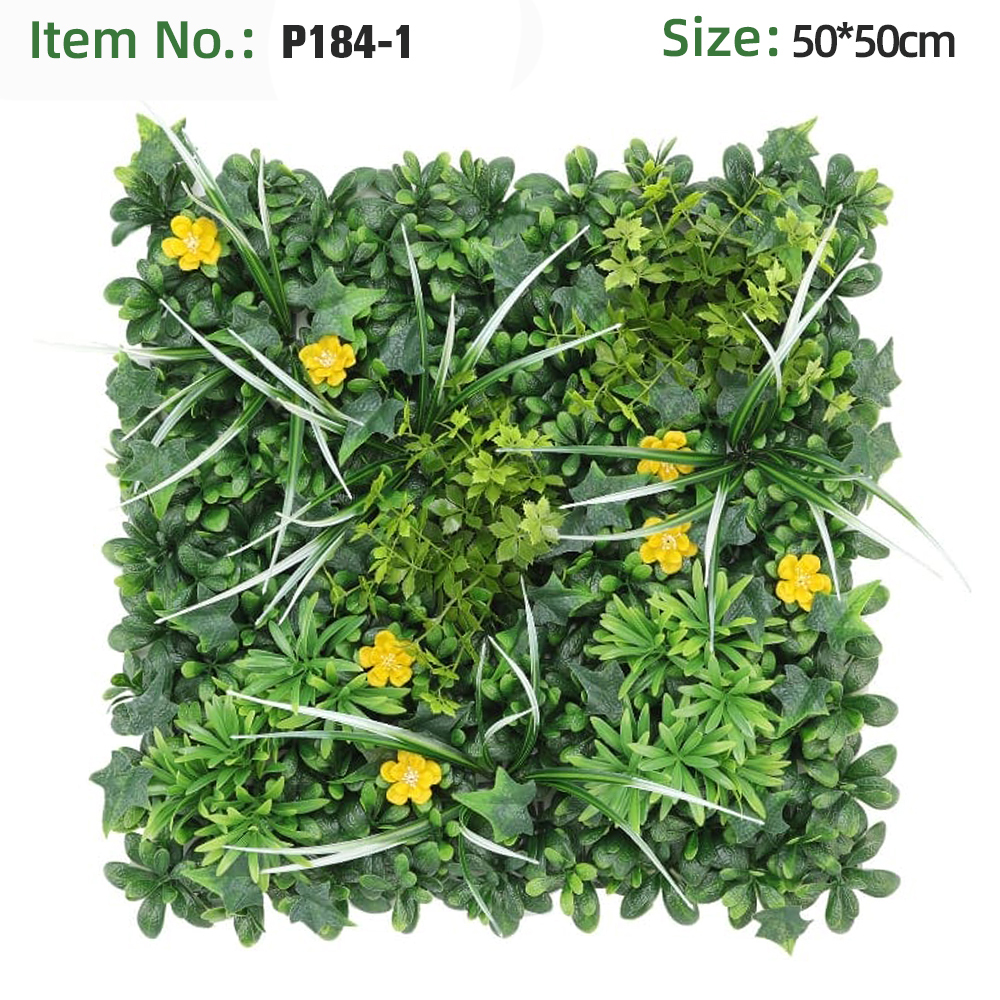 White Edge Grass Yellow Small Flower Boxwood Grass Wall Panel