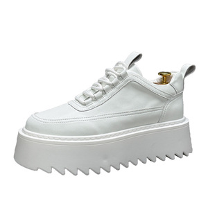 Chaussures décontractées tendance pour hommes, à lacets, blanches, à semelle épaisse, respirantes et durables, nouvelle collection automne 2026, rehaussantes, style niche, polyvalentes - Product Image 5