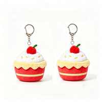 Porte-clés en peluche personnalisé avec logo, motif cupcake fruit mignon, jouet en peluche doux, breloque de sac, mini porte-clés en peluche personnalisé, cadeaux