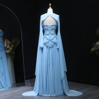 Jancember LSZ286 Robe de Soirée de Fille Chic Bleue Pailletée de Dubaï avec Corset