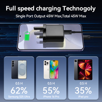 Chargeur GaN Type-C 2 ports 45W PD OEM/ODM avec protection OTP pour ordinateurs portables et téléphones OnePlus