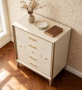 Luxury Cream 7-Drawer Dresser, Tall <b>Chest</b> with Champagne Gold Trim & Handles - Product Image 3