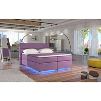 Meubles de chambre à coucher d'intérieur modernes en tissu de haute qualité Lit double à sommier en tissu grande taille avec lumières LED