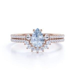 Anillo de Aguamarina con Corte Trasero, Joyería Fina de Plata de Ley 925 con Piedras Preciosas, Piedra de Nacimiento de Marzo, Venta al por Mayor - Product Image 2